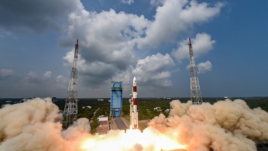 The launchpad and mission control centre at Isro’s Satish Dhawan Space Centre in Sriharikota, Andhra Pradesh. (PTI)