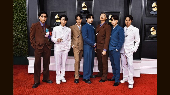 K-Pop band BTS arrives at the 64th Annual Grammy Awards in Las Vegas. (Photo: Jordan Strauss/Invision/AP)