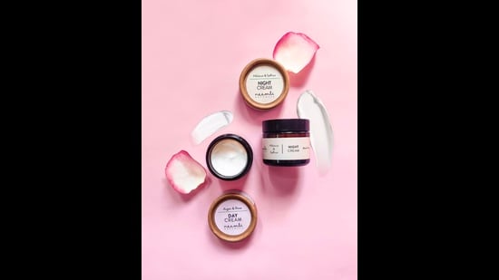This Argan and Rose Day Cream has a blend of vitamin-rich ingredients that retain moisture, defy signs of ageing, and keep skin fresh and protected. The Hibiscus and Saffron Night Cream is a rich and velvety blend of illuminating, age-delaying and vitamin-rich ingredients that keep skin hydrated and dewy. (Both by Neemli)