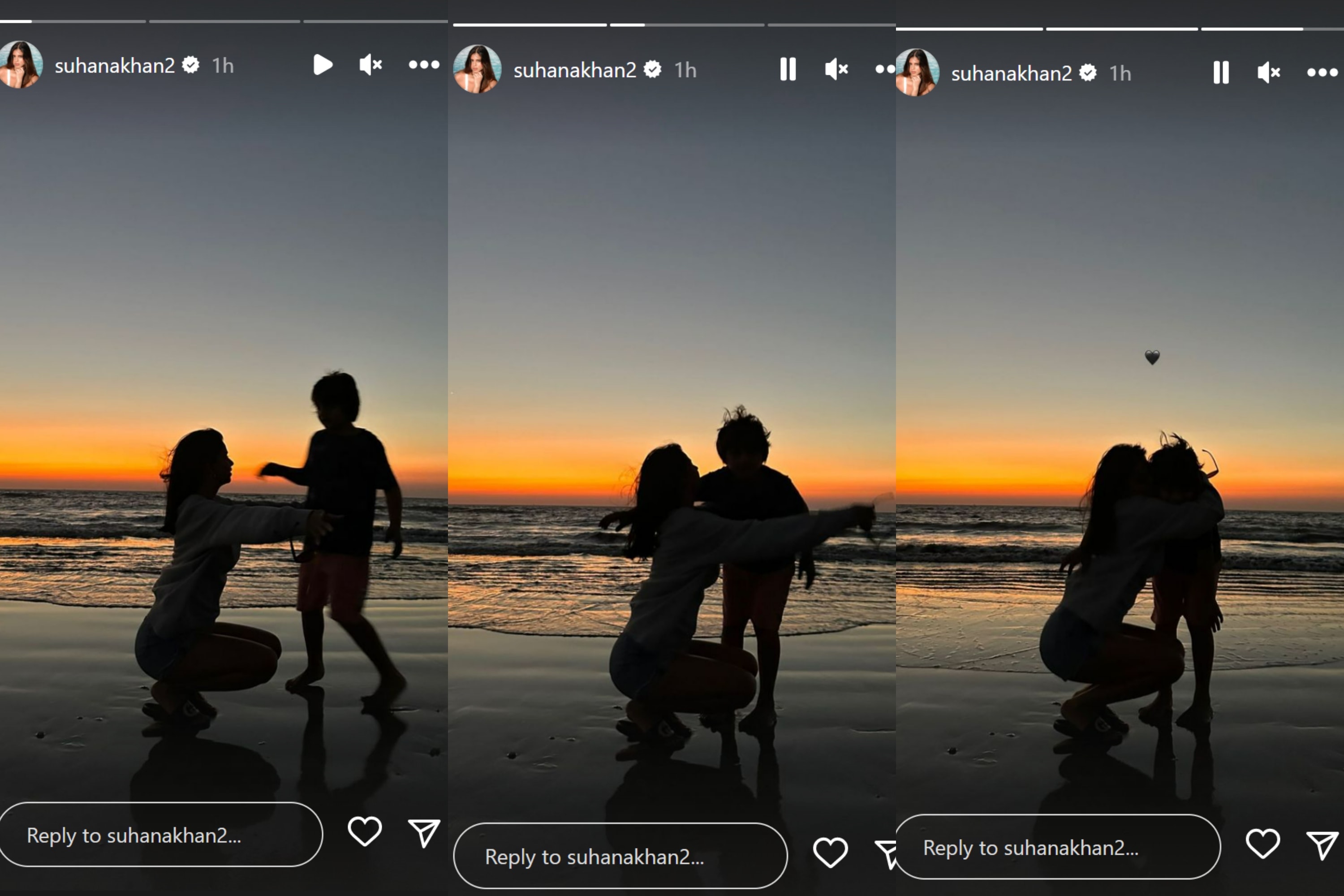 Suhana Khan capta el último atardecer de 2022 con su hermano menor AbRam en la playa, comparte un cálido abrazo