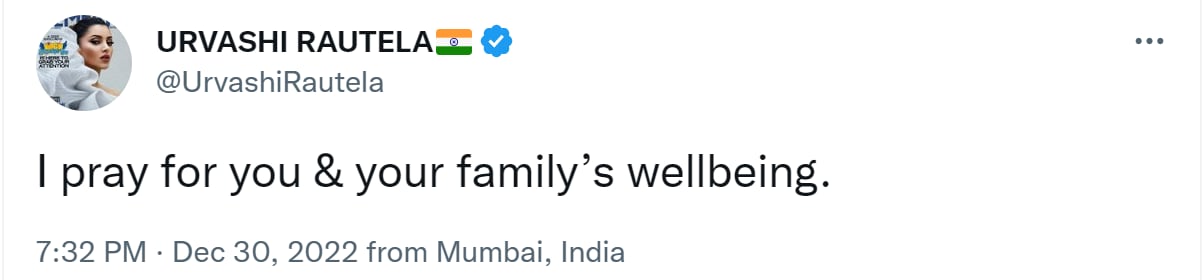 Urvashi Rautela on Twitter.