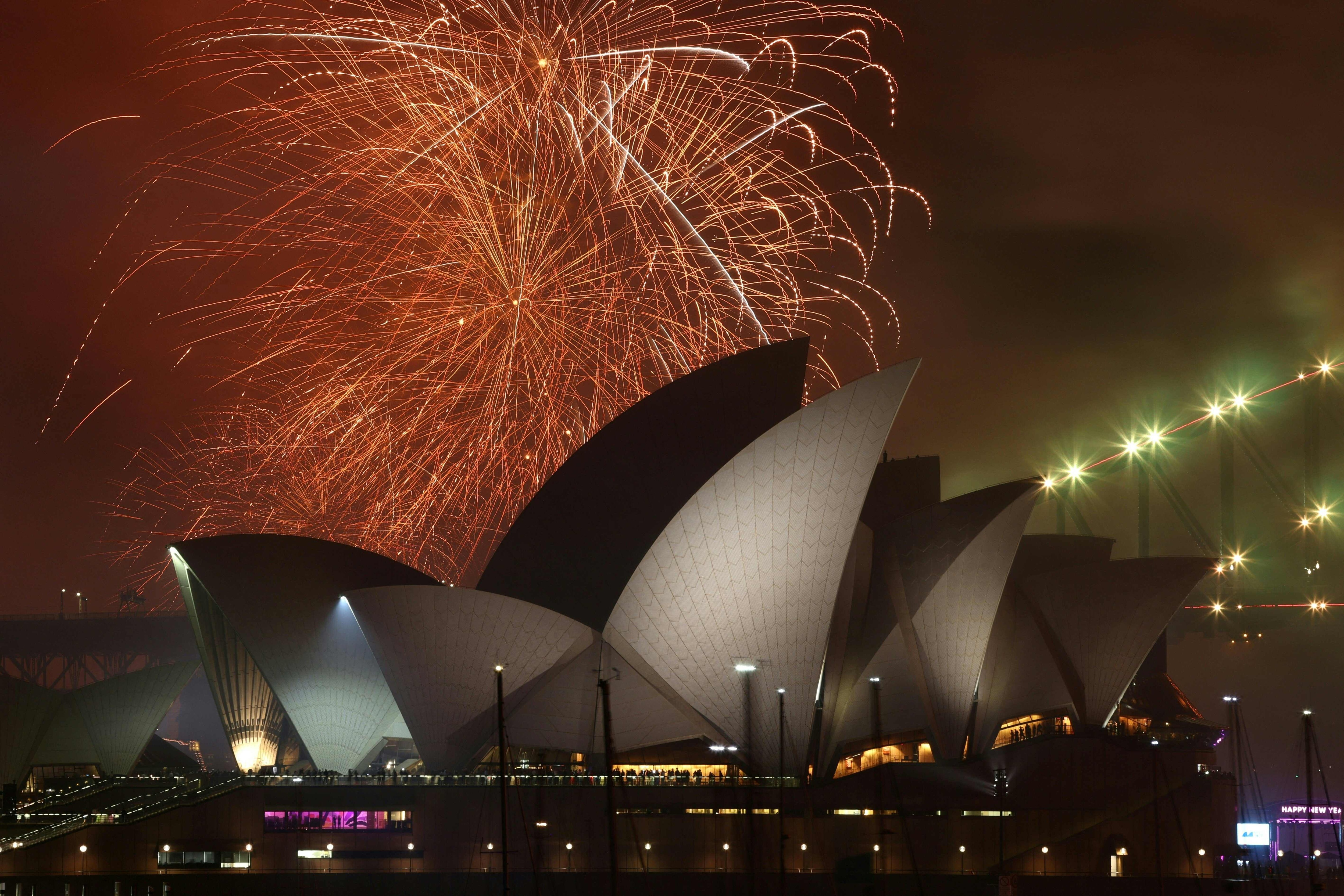 New Year 2023 In Australia The "family fireworks", displayed three hours before midnight. (AFP) New Year 2023 In Australia The "family fireworks", displayed three hours before midnight. (AFP)