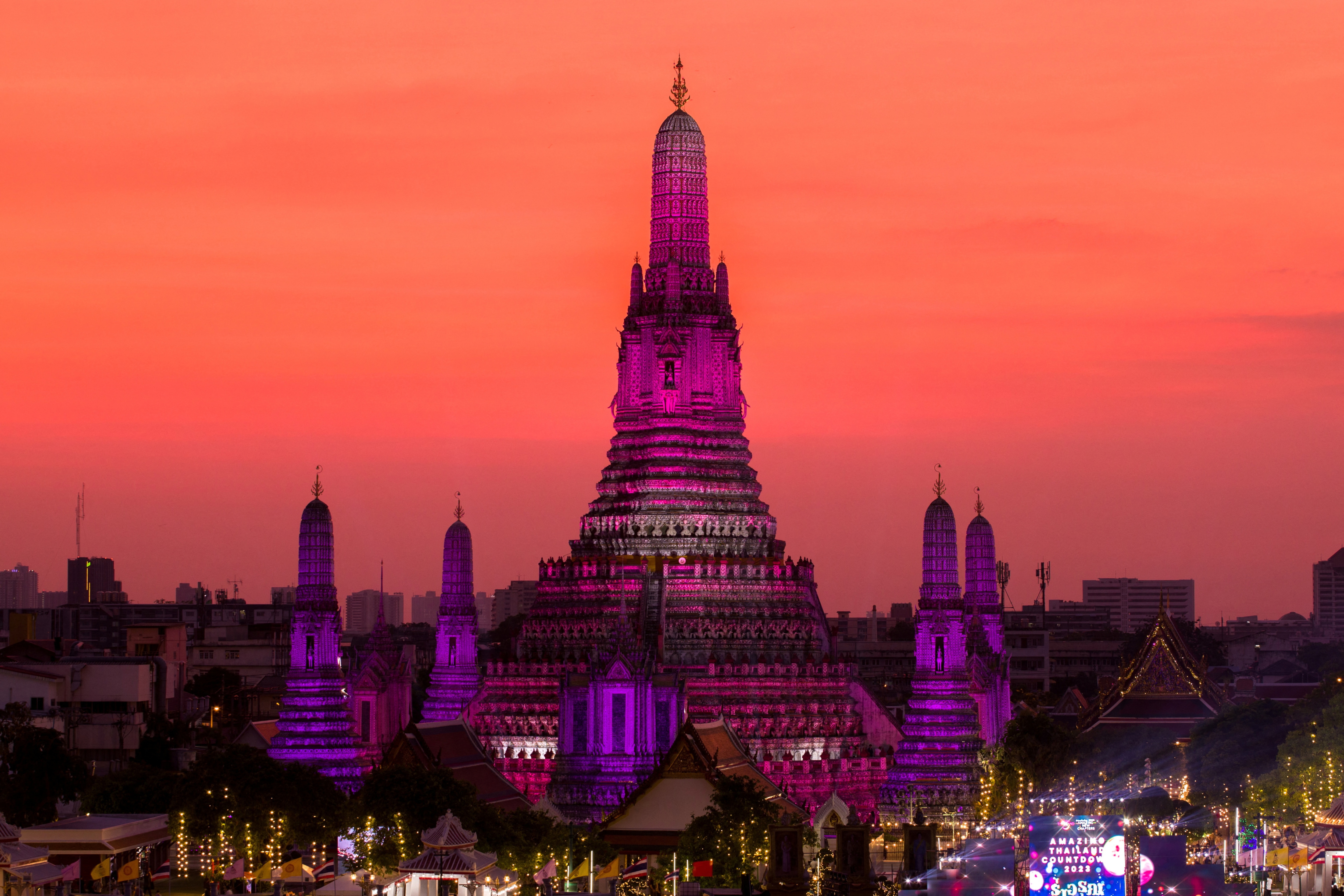 Lights illuminate Wat Arun or the temple of dawn on New Year's Eve in Bangkok, Thailand. (Reuters)