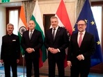 External Affiars Minister S. Jaishankar with Bulgaria President Rumen Georgiev Radev, Austrian Chancellor Karl Nehammer before the New Year concert and other, in Vienna on Sunday. External Affiars Minister S. Jaishankar with Bulgaria President Rumen Georgiev Radev, Austrian Chancellor Karl Nehammer before the New Year concert and other, in Vienna on Sunday.