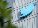 The Twitter logo outside their headquarters in San Francisco, California.
