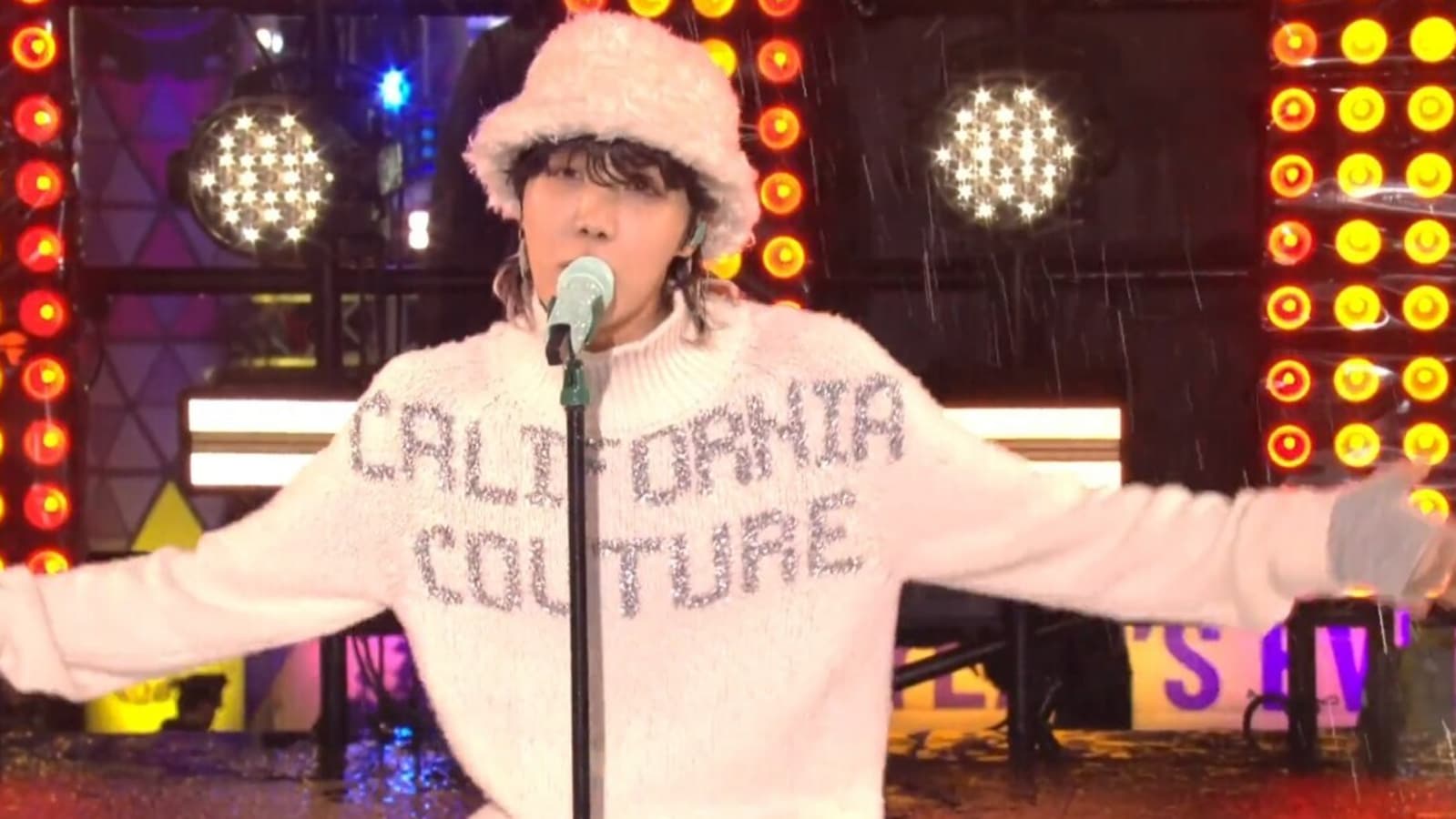 BTS' JHope performs live in Times Square on New Year's eve amid rain