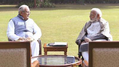 Chhattisgarh chief minister Bhupesh Baghel met Prime Minister Narendra Modi in New Delhi on Saturday. (Twitter/Bhupesh Baghel)