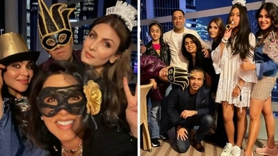 Neetu Kapoor with Riddhima Kapoor Sahni, Samara Sahni and Manav Gangwani.