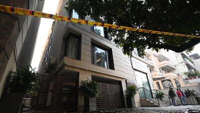 The care home for elderly where two inmates died after a fire broke out on the second floor of the building in early hours of the morning at Greater Kailash Part 2 on Sunday. (Sanchit Khanna/HT Photo) The care home for elderly where two inmates died after a fire broke out on the second floor of the building in early hours of the morning at Greater Kailash Part 2 on Sunday. (Sanchit Khanna/HT Photo)