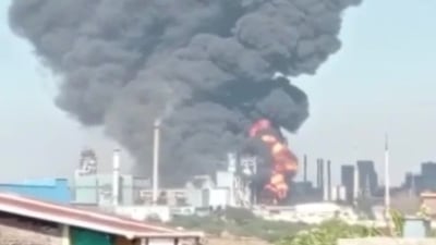 Fire at a poly films factory in Nashik, Maharashtra. (ANI)