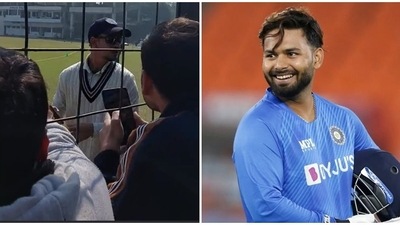 Ishan Kishan interacts with fans during Ranji Trophy match Ishan Kishan interacts with fans during Ranji Trophy match