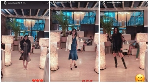 Sushmita Sen shares pictures of herself and daughters Renee and Alisah via Instagram Stories.