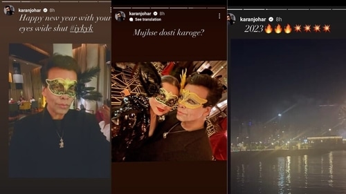 Karan Johar with Rani Mukerji in Dubai. Karan Johar with Rani Mukerji in Dubai.