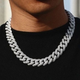 Iced-out cuban chains is one of the hottest trends in men's jewellery, They look super cool and add a stylish vibe to your outfit. (pinterest ) Iced-out cuban chains is one of the hottest trends in men's jewellery, They look super cool and add a stylish vibe to your outfit. (pinterest )