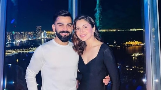 Cricketer Virat Kohli shared new photos of himself and actor Anushka Sharma. The two held each other close as they posed together during a New Year's Eve celebration in Dubai.