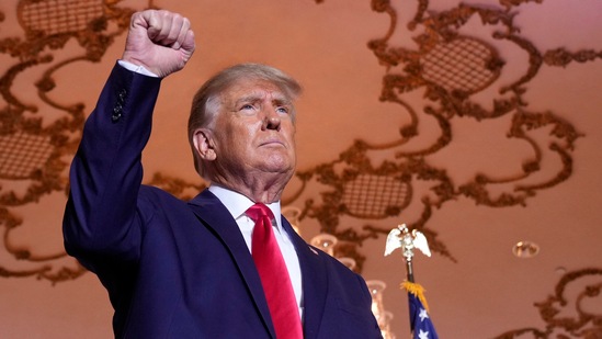 Donald Trump: Former President Donald Trump stands on stage. (AP)