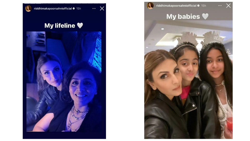 Riddhima Kapoor Sahni shares pictures from New year bash via Instagram Stories. Riddhima Kapoor Sahni shares pictures from New year bash via Instagram Stories.
