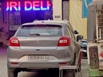 A car is seen at the police station in the Sultanpuri area through which a girl was allegedly killed after her body got hit by it and got dragged for a few kilometres on the road while being entangled in the wheels, in New Delhi on Sunday. A car is seen at the police station in the Sultanpuri area through which a girl was allegedly killed after her body got hit by it and got dragged for a few kilometres on the road while being entangled in the wheels, in New Delhi on Sunday.