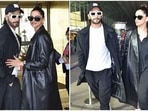Deepika Padukone and Ranveer Singh in stylish airport fits pose for paparazzi. Deepika Padukone and Ranveer Singh in stylish airport fits pose for paparazzi.