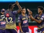 Shivam Mavi (Extreme Right) and Kamlesh Nagarkoti (Center) in action for KKR during the IPL Shivam Mavi (Extreme Right) and Kamlesh Nagarkoti (Center) in action for KKR during the IPL