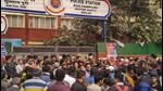 People gathered outside the Sultanpuri police station demanding strict punishment for accused in Sultanpuri accident case. (PTI) People gathered outside the Sultanpuri police station demanding strict punishment for accused in Sultanpuri accident case. (PTI)