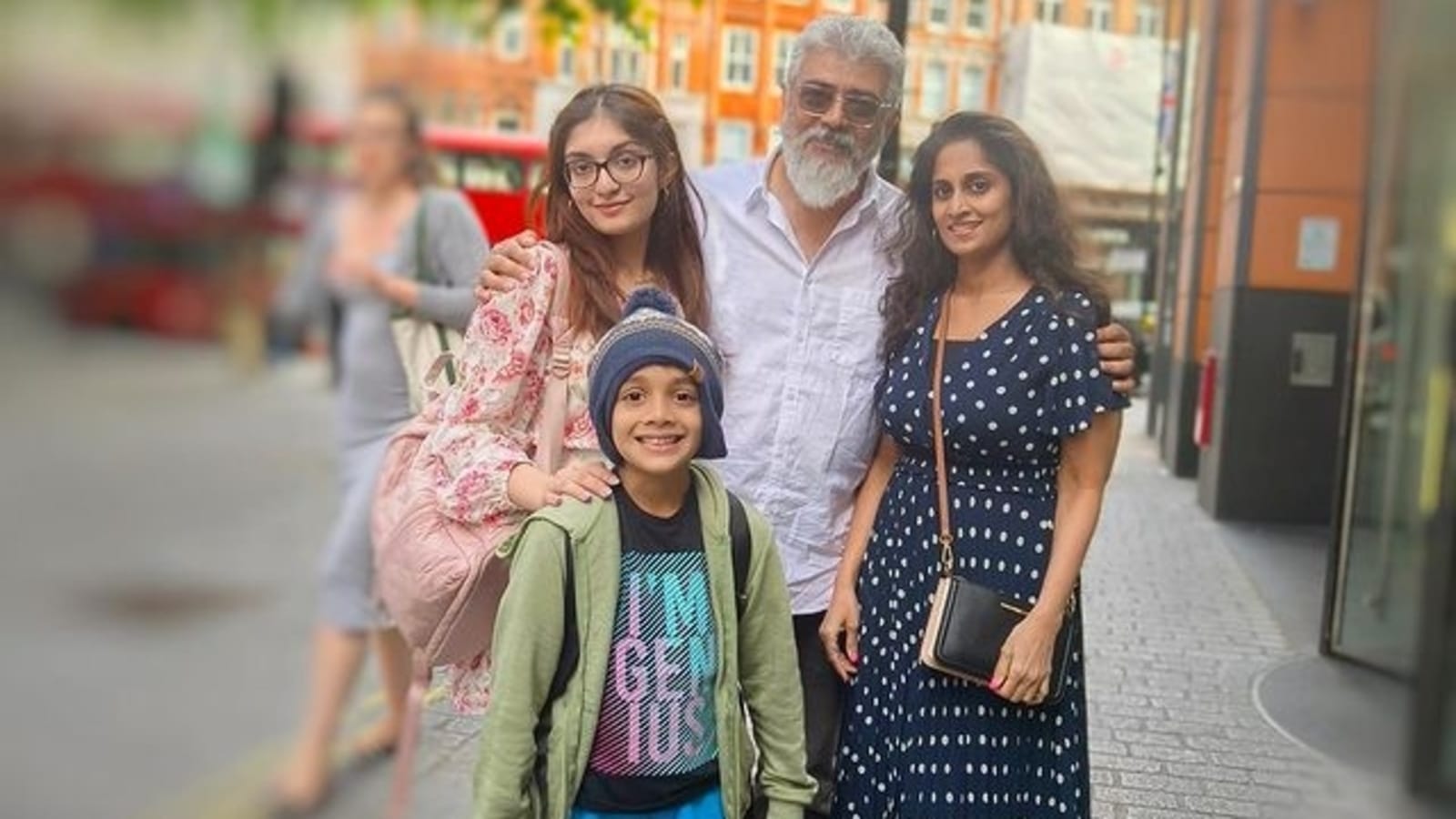 Ajith poses with family as they holiday in London ahead of