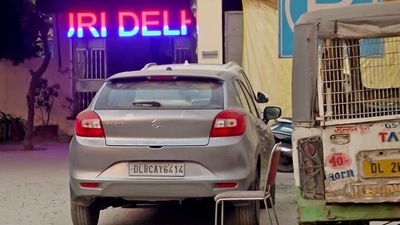 A car is seen at the police station in the Sultanpuri area through which a girl was allegedly killed after her body got hit by it and got dragged for a few kilometres on the road while being entangled in the wheels, in New Delhi on Sunday. (ANI) A car is seen at the police station in the Sultanpuri area through which a girl was allegedly killed after her body got hit by it and got dragged for a few kilometres on the road while being entangled in the wheels, in New Delhi on Sunday. (ANI)