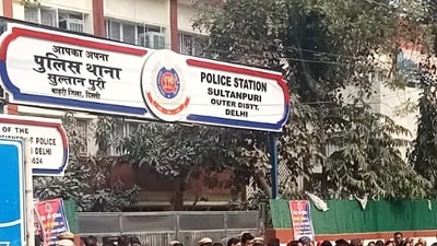 New Delhi, Jan 02 (ANI): People gather to protest outside Sultanpuri Police station over the death of a woman who died after being dragged for a few kilometers by a car that hit her in Sultanpuri area on January 01, in New Delhi on Monday. (ANI Photo) New Delhi, Jan 02 (ANI): People gather to protest outside Sultanpuri Police station over the death of a woman who died after being dragged for a few kilometers by a car that hit her in Sultanpuri area on January 01, in New Delhi on Monday. (ANI Photo)