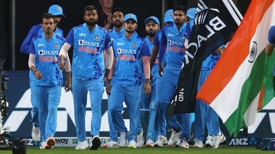 Hardik Pandya leads the Indian team onto the field during the T20I series against New Zealand in November 2022. (AFP/File Photo) Hardik Pandya leads the Indian team onto the field during the T20I series against New Zealand in November 2022. (AFP/File Photo)