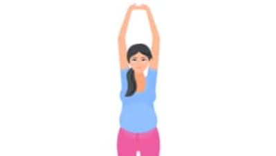 5. Samasthithi/Tadasana - Spread your knees apart to a comfortable distance while you knead on the mat while sitting on your heels. Arms raised above the head after inhaling. Place your palms on the ground as you exhale and bend your upper body forward. The heels should support the pelvis. Make sure your back is not rounded. You are welcome to support yourself by putting a blanket under your buttocks or knees.&nbsp; (Twitter/drvaaash)