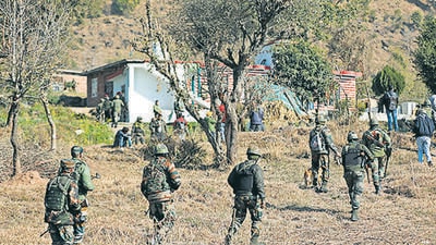 Soldiers conduct a search operation at the blast site on Monday. (AFP) Soldiers conduct a search operation at the blast site on Monday. (AFP)