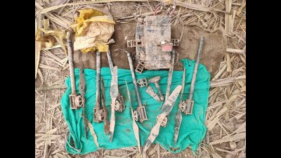 The drone recovered by BSF in Gurdaspur. The drone recovered by BSF in Gurdaspur.