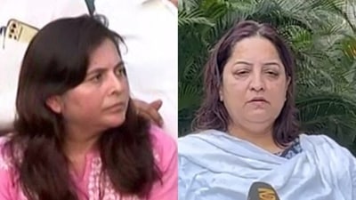 Sheezan Khan's mother (left) asked late Tunisha Sharma's mother (right) a question. Sheezan Khan's mother (left) asked late Tunisha Sharma's mother (right) a question.
