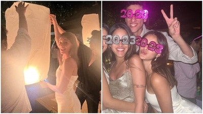 Lastly, Ananya welcomed 2023 in Phuket with her gang and shared goofy pictures with them wearing 2023 glasses with the caption, "2023 I'm ready [heart emoticons] are you?" She chose an ivory-coloured ensemble for the outing.&nbsp; (Instagram)