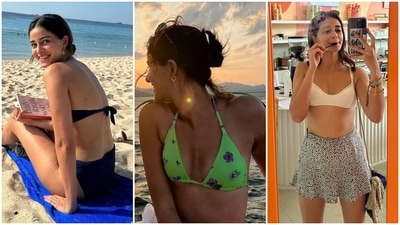Ananya Panday is currently holidaying in Phuket, Thailand, with her friends, including Shweta Bachchan's daughter, Navya Naveli Nanda. The actor escaped the city to spend New Year's Eve at the sunny beaches and welcome 2023 with her gang. She also shared snippets from the vacation on Instagram, giving fans a glimpse of her sunbathing sessions, reading books on the white sand beaches, marvelling at sunsets, and more. Keep scrolling to see all pictures from Ananya's Instagram timeline. (Instagram) Ananya Panday is currently holidaying in Phuket, Thailand, with her friends, including Shweta Bachchan's daughter, Navya Naveli Nanda. The actor escaped the city to spend New Year's Eve at the sunny beaches and welcome 2023 with her gang. She also shared snippets from the vacation on Instagram, giving fans a glimpse of her sunbathing sessions, reading books on the white sand beaches, marvelling at sunsets, and more. Keep scrolling to see all pictures from Ananya's Instagram timeline. (Instagram)