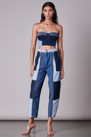 Each patchwork denim is unique, with varieties of fabric sewn together. Quilted, panelled or patched, the texture adds dimension to any look. (pinterest)
