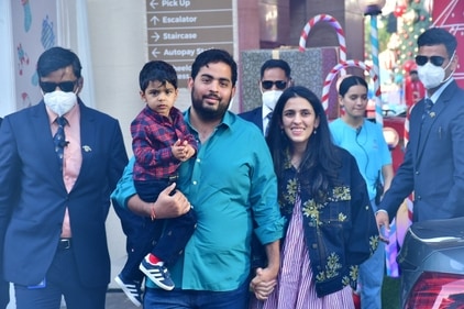 Akash Ambani with wife Shloka Mehta and their son, Prithvi. Akash Ambani with wife Shloka Mehta and their son, Prithvi.