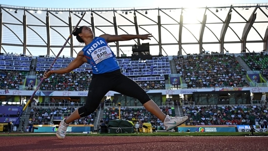 Annu Rani competes in women's javelin throw finals during the World Athletics Championships(AFP/File Photo)