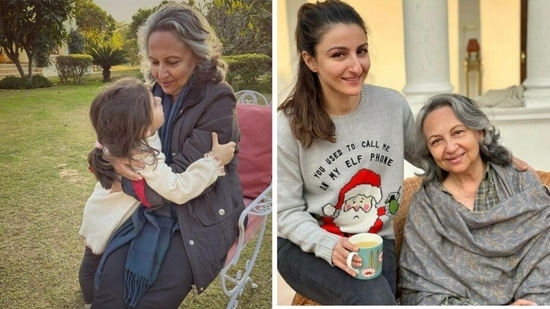 Sharmila Tagore with daughter Soha Ali Khan and granddaughter Inaaya Naumi Kemmu. 