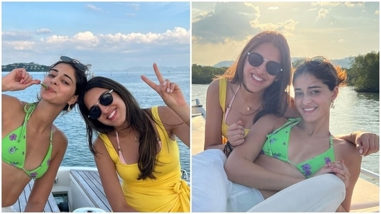 Lastly, Ananya chose nude pink lip shade, darkened brows, blushed cheeks and a messy updo to round off the glam picks with her beach look. Dressed in the outfit, she enjoyed a day at the beach, a yacht ride with her best friends, and even a gorgeous sunset. (Instagram)