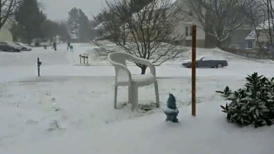 The image, taken from the viral video, shows blizzard.(Twitter/@weirdterrifying)