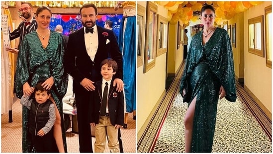 Kareena Kapoor wore a sequin gown for New Year celebration with Saif Ali Khan, Taimur and Jeh. (Instagram)