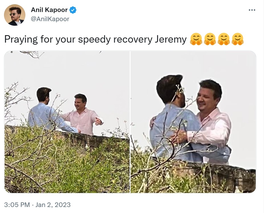 Anil Kapoor posted two pics with Jeremy Renner.