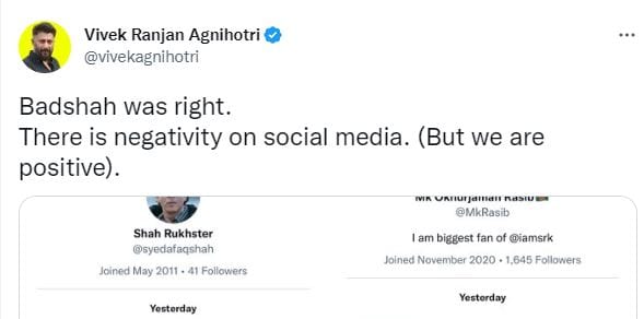 Taking to Twitter on Sunday, Vivek Agnihotri shared a post.
