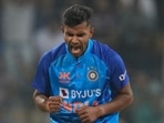India's Shivam Mavi celebrates the wicket of Sri Lank's Dhananjaya de Silva India's Shivam Mavi celebrates the wicket of Sri Lank's Dhananjaya de Silva