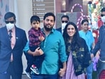 Akash Ambani and his wife Shloka Mehta celebrated their son Prithvi's second birthday at the Jio World Garden in Mumbai on Monday. (HT Photo/Varinder Chawla)