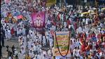 Jain community members take part in a protest against the decision declaring Shri Sammed Shikharji in Jharkhand as a tourist place (PTI Photo)