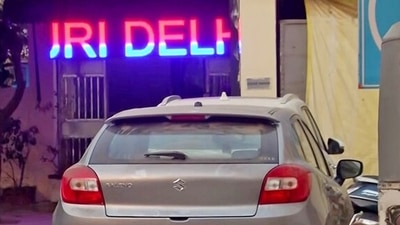 Grey Maruti Baleno seen at police station in Delhi's Sultanpuri area. (ANI Photo) Grey Maruti Baleno seen at police station in Delhi's Sultanpuri area. (ANI Photo)