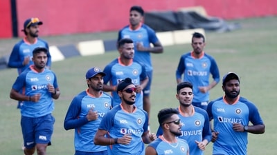 Cricketers Arshdeep Singh, Shubman Gill, Sanju Samson and others during a practice session ahead of the 1st T20 match in the Sri Lanka tour of India 2023, at Wankhede Stadium, in Mumbai (ANI) Cricketers Arshdeep Singh, Shubman Gill, Sanju Samson and others during a practice session ahead of the 1st T20 match in the Sri Lanka tour of India 2023, at Wankhede Stadium, in Mumbai (ANI)