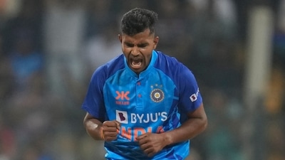 India's Shivam Mavi celebrates the wicket of Sri Lank's Dhananjaya de Silva (AP) India's Shivam Mavi celebrates the wicket of Sri Lank's Dhananjaya de Silva (AP)